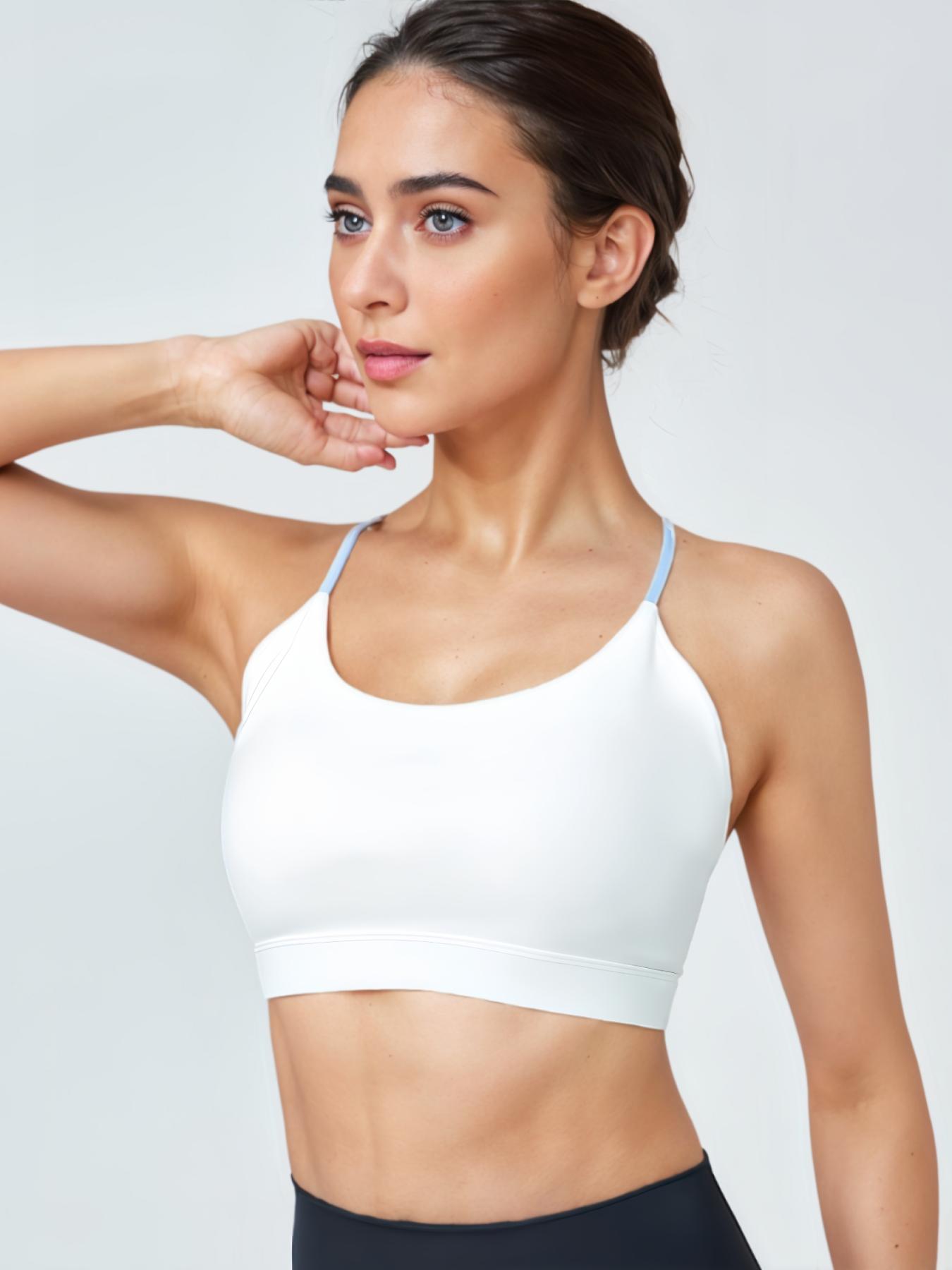 Women's Patchwork Print Sports Bra, Casual Comfortable Breathable Racerback Crop Sports Top for Yoga Gym Workout, Ladies Sportswear for All Seasons, Activewear, Yoga Clothes, Fitness Clothes