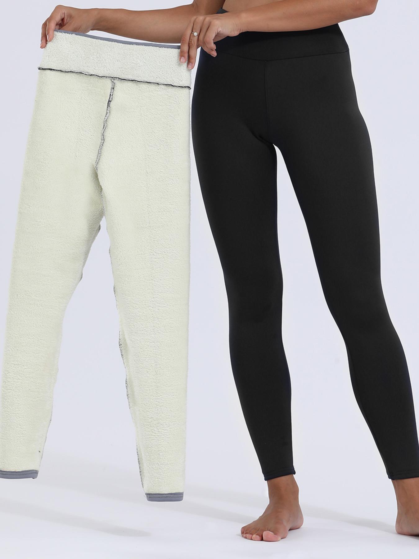 Women's Solid High Waist Thermal Lined Sports Leggings, Casual Comfy Breathable Skinny Warm Pants for Yoga Gym Workout Running, Ladies Sportswear for Fall & Winter, High Waisted Leggings