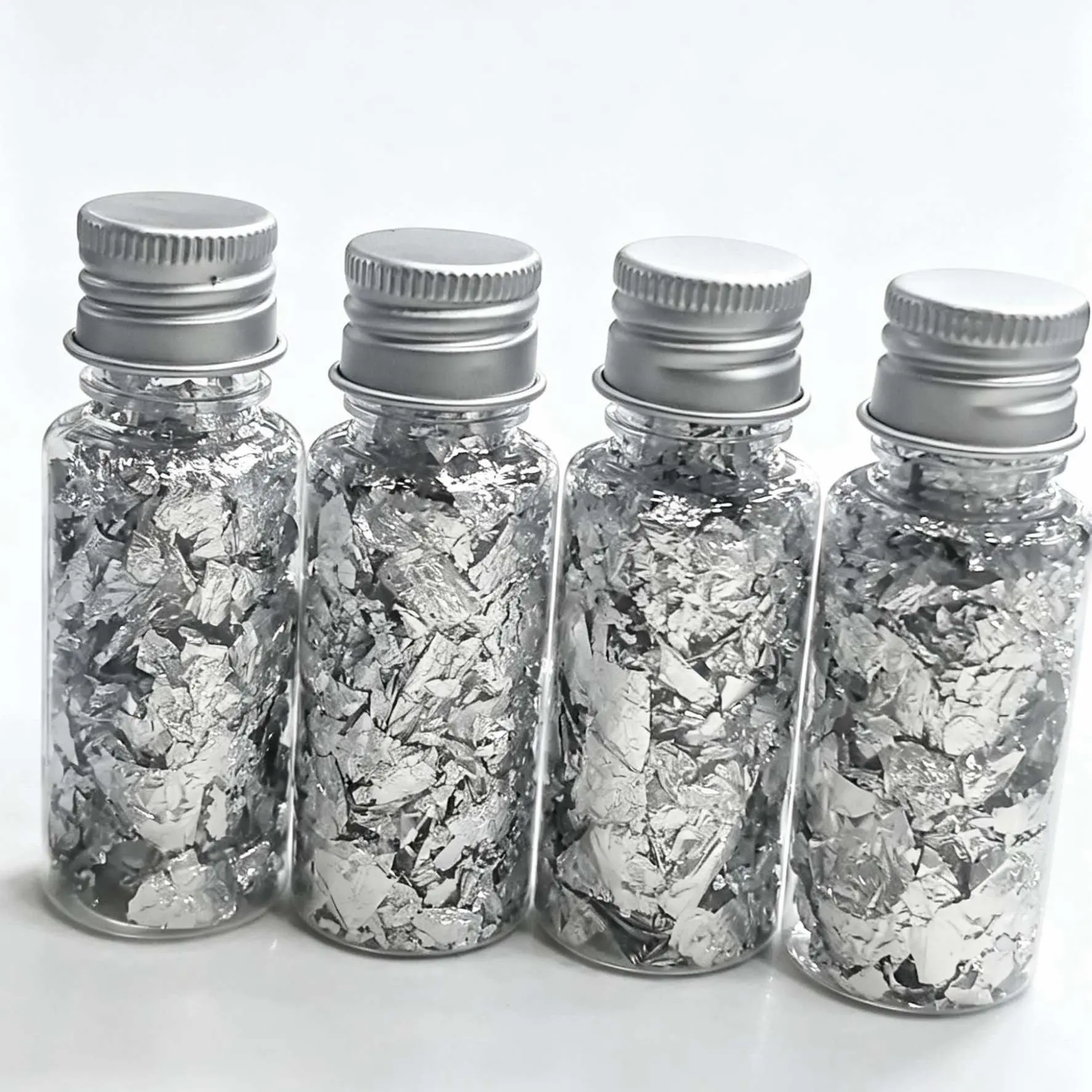 Silver Color Gold Foil Fragments Set, Non-Food Metal Silver Foil, Nail Art Gel Fluid Paint, Home DIY Decoration Supplies, 2/3/4 Bottles