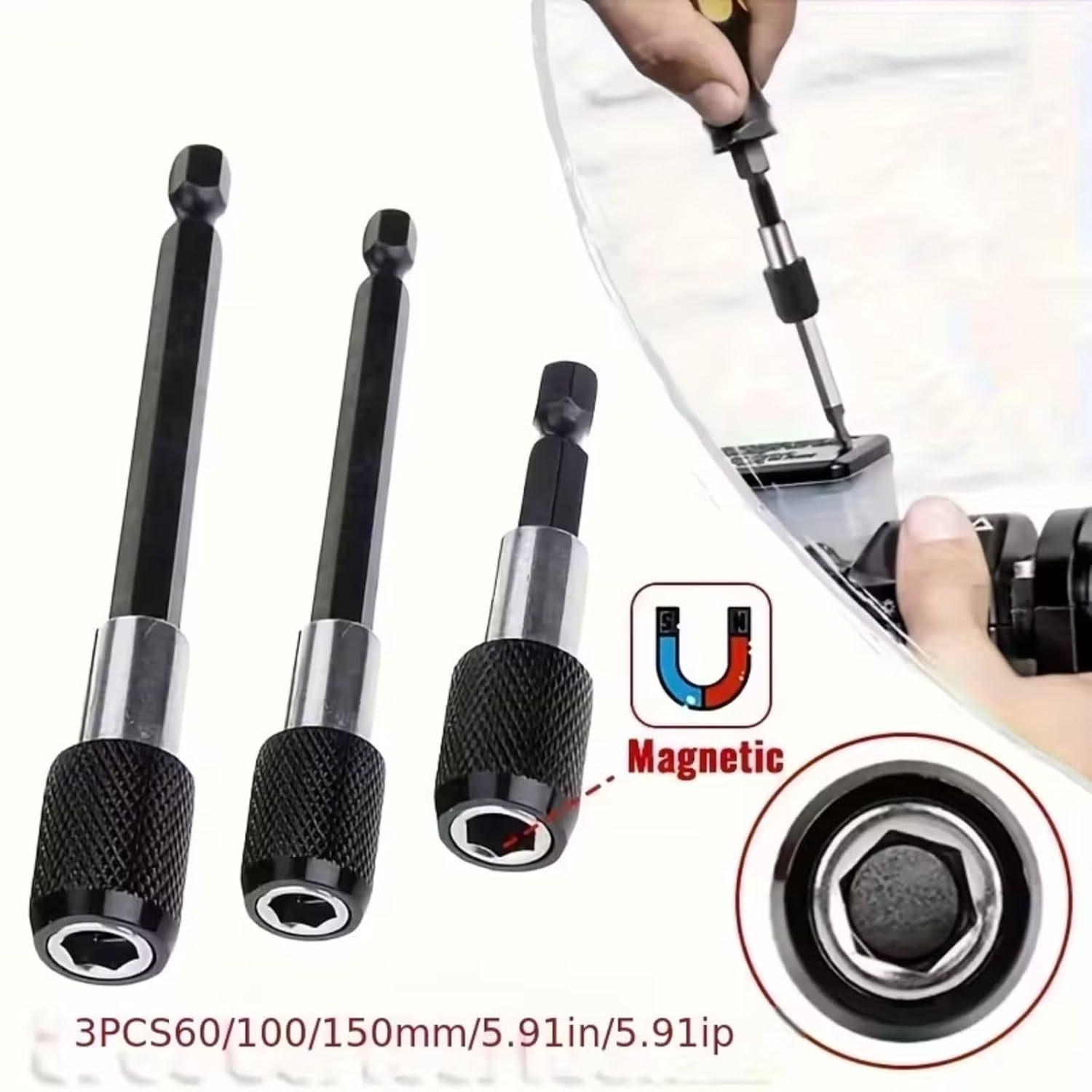 Cross-border best-selling hexagonal quick-release self-locking extended magnetic bit extension rod wholesale socket quick connection rod