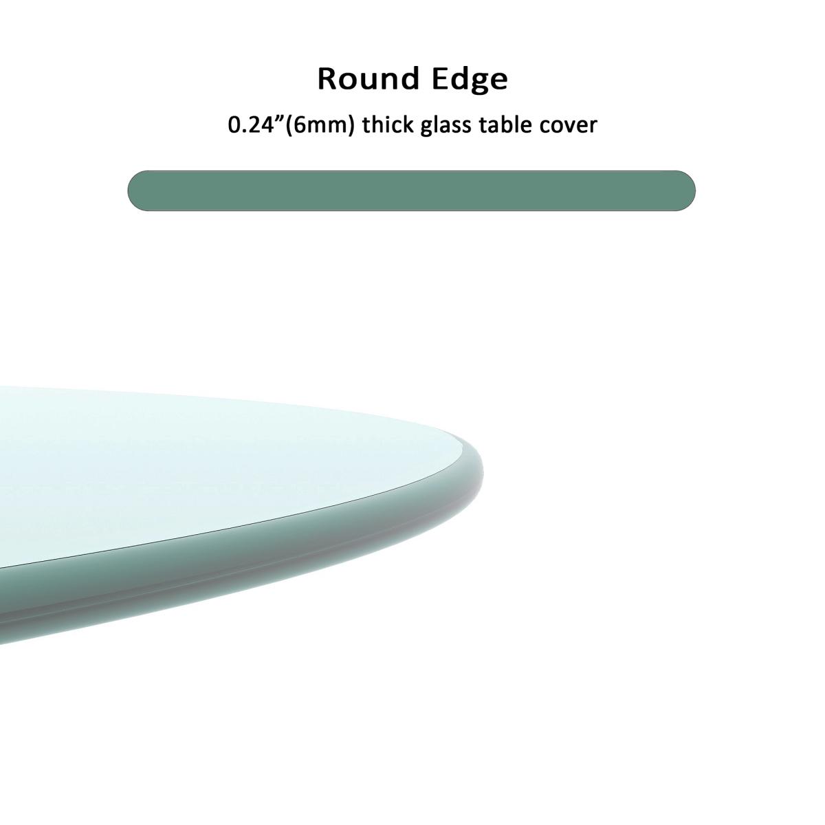 20/24 Inch Round Tempered Glass Table Top, 1/4" Thick Clear Glass with Polished Edge, for Dining Coffee Patio Table