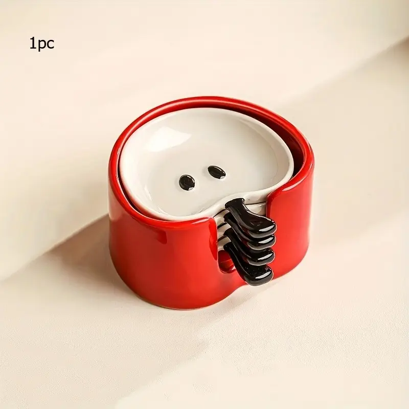 Set of 4 Ceramic Apple Plates with a Collector'S Holder, Cute Apple Snack Dishes, Beautifully Designed Dipping Plates for Hot Pot, Suitable for Home Decoration, Kitchen Dipping Dishes, Living Room Coffee Table Snack Plates, Perfect As Gifts