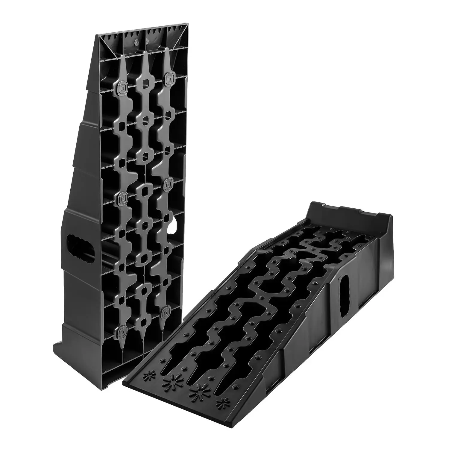 GAOMON 2-Pack Low Profile Plastic Car Ramps - 8.6in Lift, 17° Incline, Stackable with Handles, Anti-Slip Base, 15000lbs Capacity - Portable Automotive Ramps for Oil Change, Garage Maintenance (SUVs, Trucks)