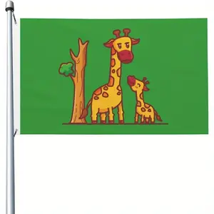 Cute Giraffe 3*5 ft Flag, Funny Print & Easy to Hang, Durable Decor Banner for Indoor & Outdoor, Study & Bedroom. Ideal Gift for Animal Lovers, Unisex Present for Festivals & Parties