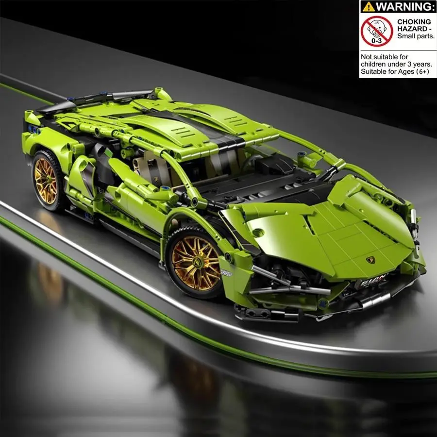 Technical Green Supercar STEM Brick, for 6 7 8 9 10 11 12 Year Old Boys Kids Premium ABS Racing Car Model Toy Kit Vehicle Display Collection Birthday Gifts Race Car Model 2026 Mega Sale TikTok Viral
