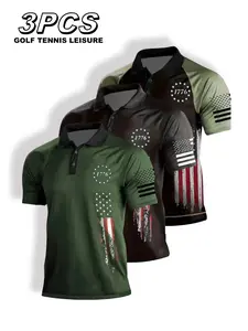 Men's Short Sleeve Polo Shirt, Colorblock, Usa 1776 Print, Casual Summer Fashion, Comfortable Fit, Versatile Design