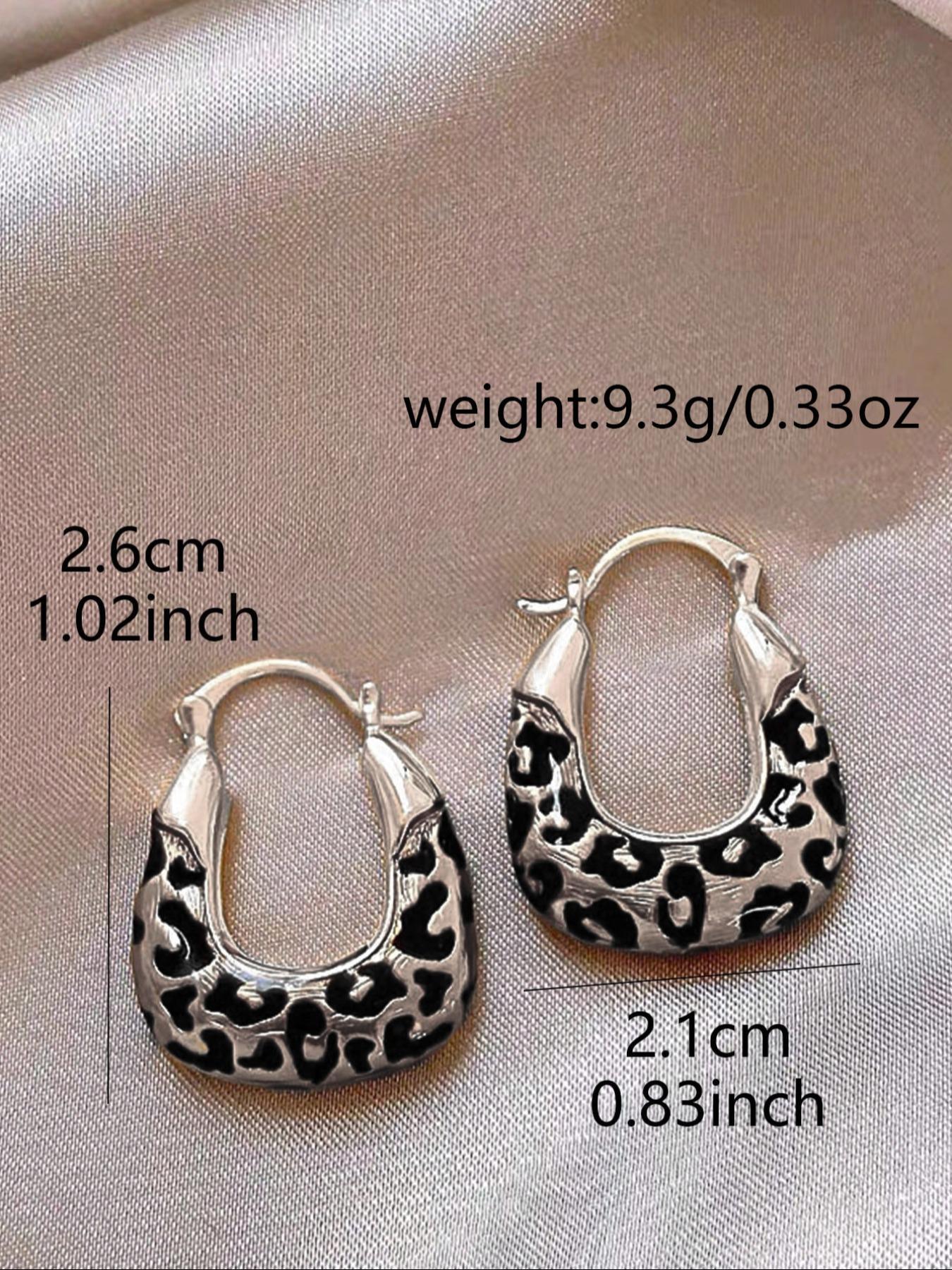 Vintage Geometric Leopard Print Statement Earrings, Y2K Aesthetic Elegant Women's Jewelry for Party & Daily Wear