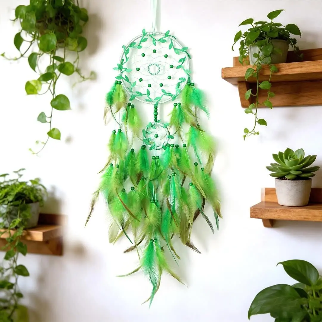 Handmade Natural Feather Dream Catcher, Life Tree Design, Wall Hanging Wind Chime Decor, Bohemian Romantic Home Ornament, Perfect Gift