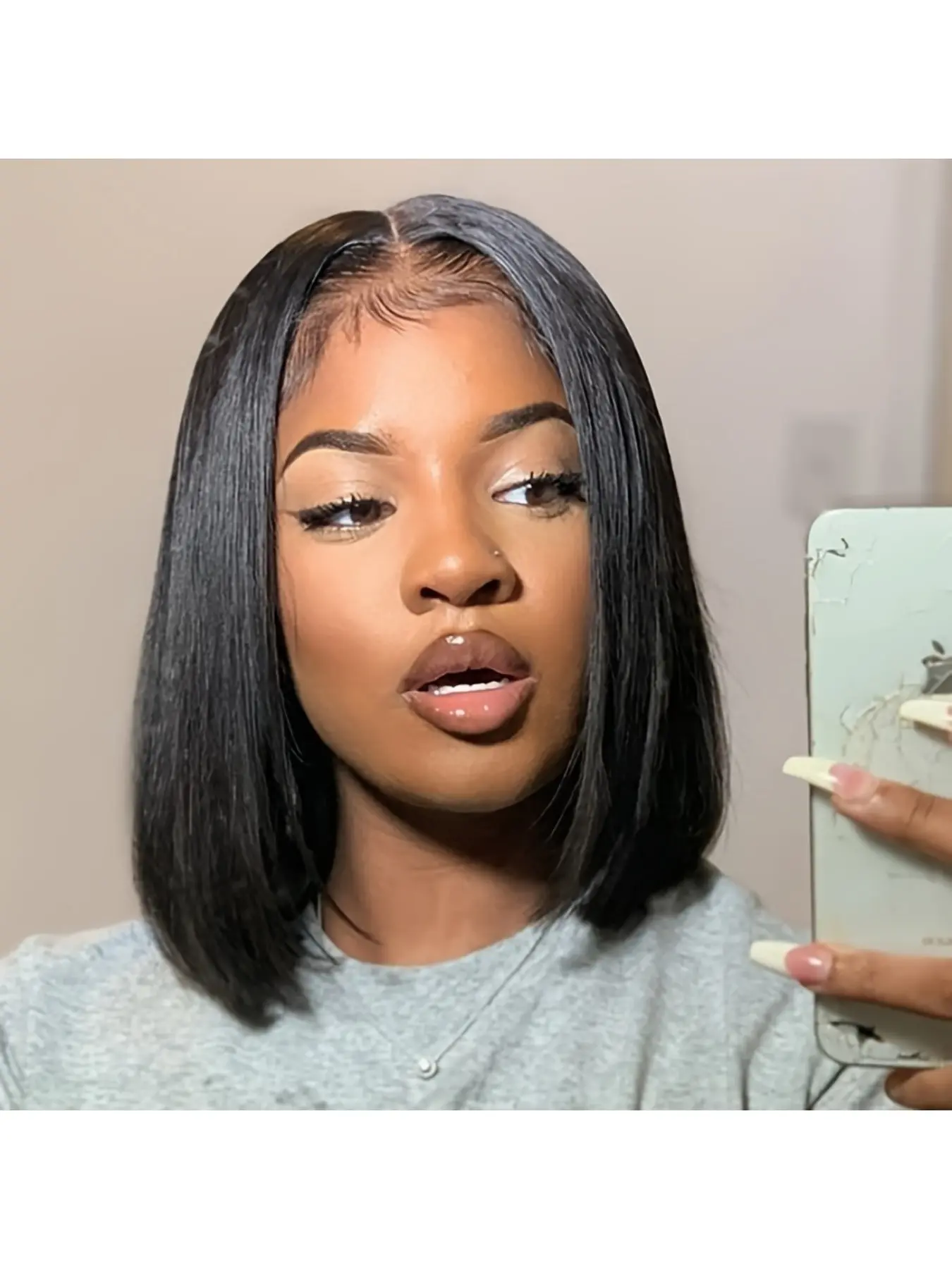 Human Hair Lace Front Wigs Suitable for Women & Men - 13x4 Closure Bob Wigs with Pre-Plucked Hairline, Natural Look, No, Straight Hair, Fits Skin Tones, Natural Looking Wigs