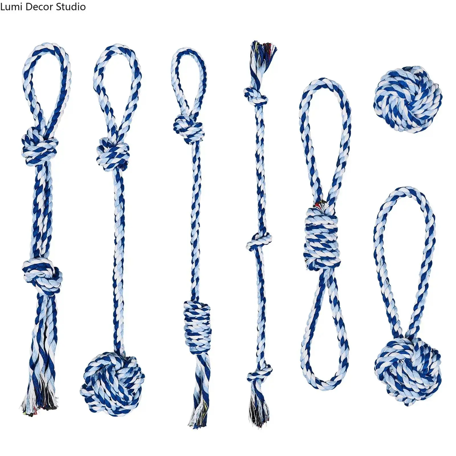 4-Piece Cotton Dog Rope Toy Set for Large Dogs & Aggressive Chewers - Interactive Tug Toys for Play, Massages Gums & Acts as a Stress Reliever, Eco-Friendly, Dental Health, Handle For Humans, Chew/Bone Toy