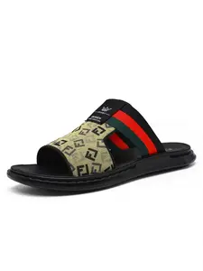 1 Pair Men's Breathable Open-Toe Slippers, Contrast Color Webbing Design, Wear-Resistant & Anti-Slip Outsole, Dual-Use for Home, Outdoor & Shopping