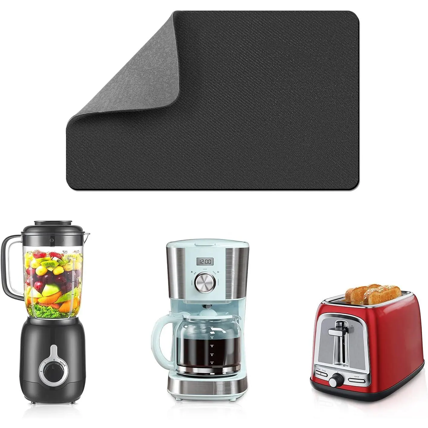 12x8 Inch Small Appliance Slider for Kitchen Appliances, Gray | Heat-Resistant 360° Sliding Tray, Cut to Fit for Coffee Maker, Mixer & Air Fryer, Soft Material, Won't Scratch Countertops