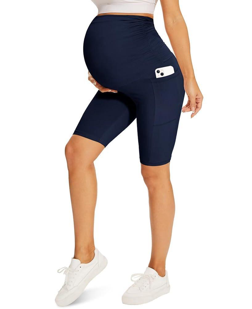 New European and American style maternity pants with five pockets, high-waisted slim-fit belly support pants, sports and fitness maternity yoga pants