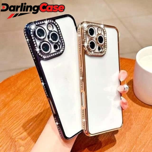 DarlingCase Glitter Bling iPhone 17 Pro Max Case with Diamond Camera Frame, Fits iPhone 15 Pro Max, iPhone 14 Pro, iPhone 13, Electroplated Clear Bumper Cover – Shiny Look, Stand Out Vibes (Purple)