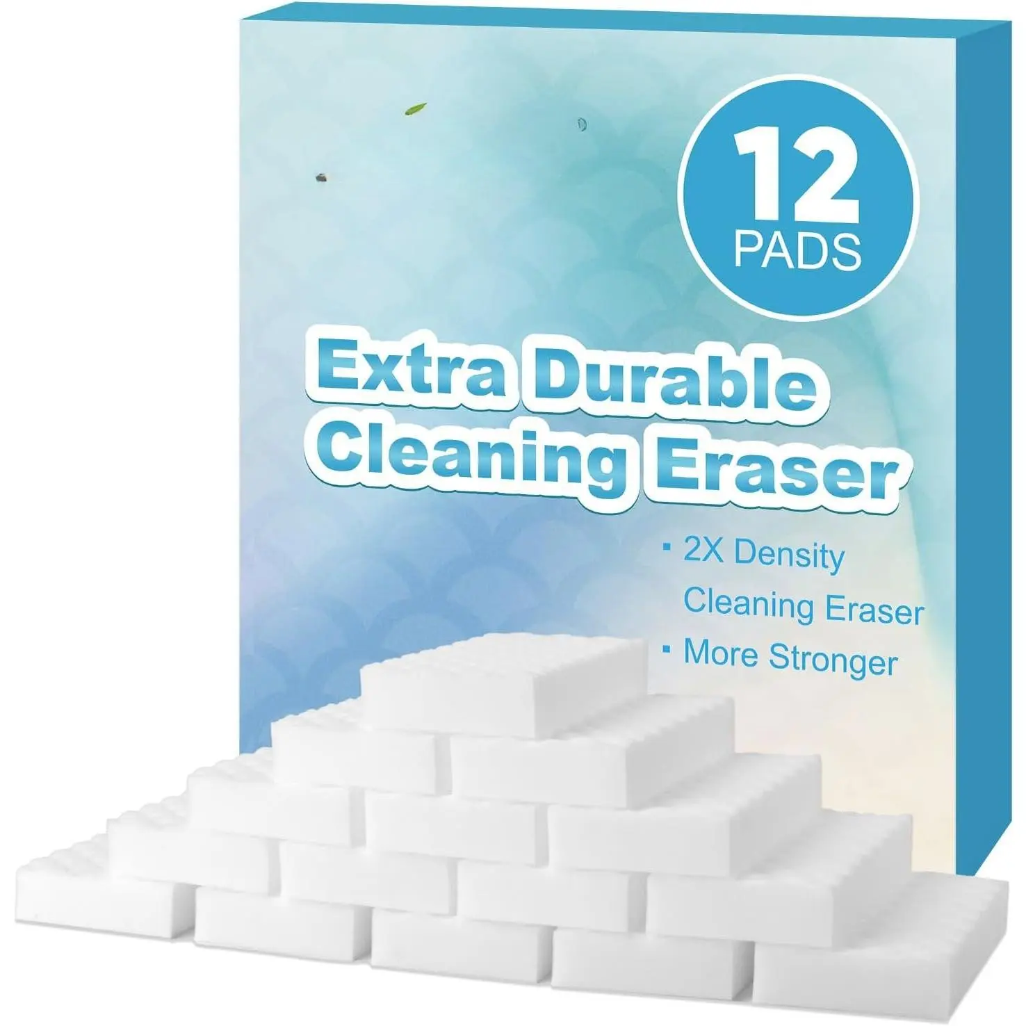 Magic Sponges Cleaning Eraser, 2X Density Stronger Sponge for Household,    Pads, Multi-Surface Cleaning Supplies for Kitchen, Furniture, Bathroom, Sink, Wall, 12 Pads