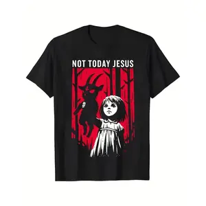 Men's Gothic T Shirt / Not Today Graphic Bold Red And Black Print / Breathable Casual Round Neck Short Sleeve Tee for Outdoor Activities And Casual Attire / Same Style for Men And Women / 2026 Summer Short-Sleeved Printed T-Shirt 180G