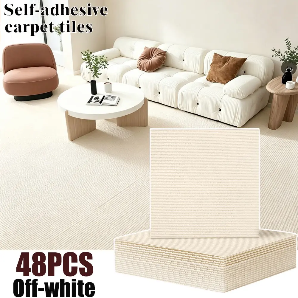 48pcs Self-Adhesive Carpet Patches, Simple Color, Durable, Easy Removal, Ideal for Living Room, Bedroom, Public Spaces