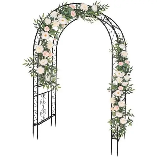 Outvita Wrought Iron Arch Arbor, Courtyard Plant Climbing Frame, Outdoor Wedding Solemnisation Ceremony Decor for for Entrance Gate of Patio, Garden, Park, Porch Summervibes