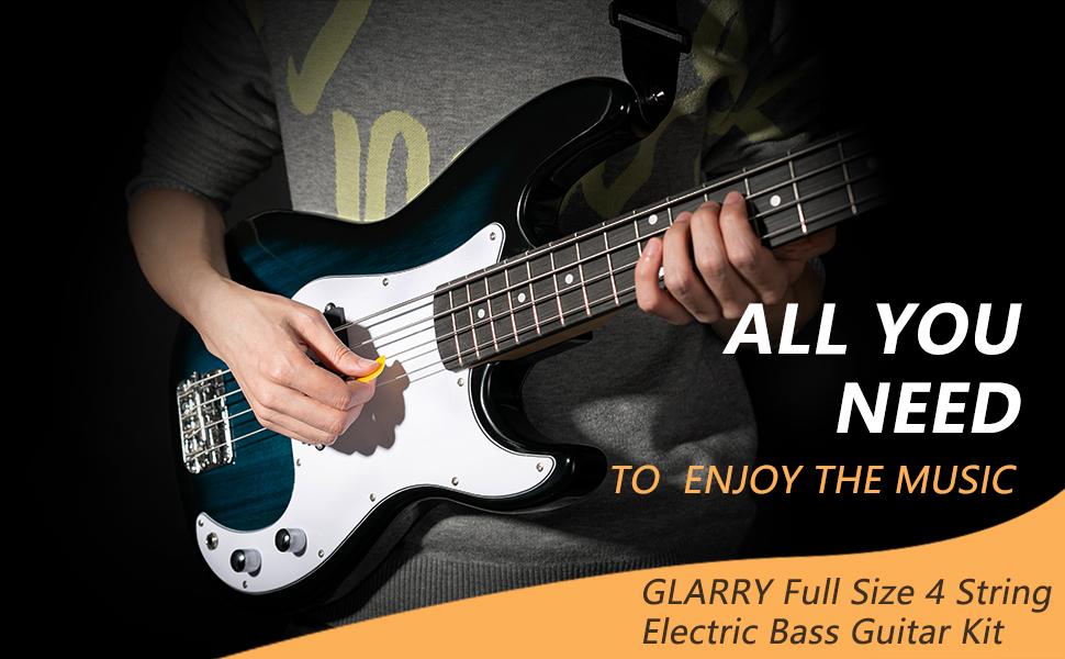 GLARRY Full Size Electric Bass Guitar with 20W AMP, 4 String Beginner Starter Kit with Accessories including Cable, Strap, Bag for Kids and Adults GLARRY Full Size Electric Bass Guitar with 20W AMP, 4 String Beginner Starter Kit with Accessories including Cable, Strap, Bag for Kids and Adults