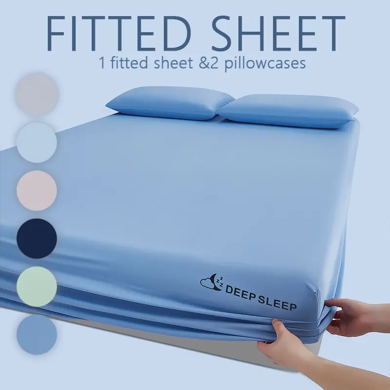 Stay-Put Summer Cooling Fitted Sheet Set, 360° Secure Snug Fit No Movement, Lightweight Breathable Fabric, Polyester Bedding, Wrinkle-Resistant Bedding for All Mattresses, Cooling Breathable Sheets