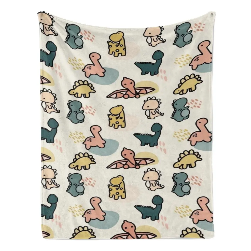 Cute Cartoon Dinosaur Fleece Throw Blanket, Soft Flannel Lightweight Blanket, Multi Size Baby Blanket And Adult Blanket, Viral Cozy Home Decor Bedding, Perfect Birthday Holiday Gift For Kids Family Sofa Bed Travel