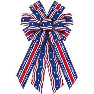 Large Patriotic Bows for Wreath, Patriotic Wreath Bows 4th of July Burlap Bows for Front Door, Red Blue White Stripe Star Tree Topper Bow for Independence Day Indoor Outdoor Decorfidget toys