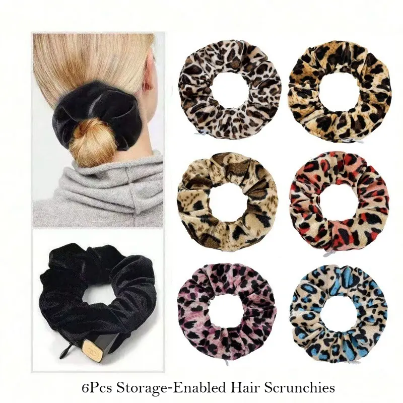 Solid‑Color Korean Velvet Zipper Scrunchie, Korean‑Style Fashion Fabric Storage Ponytail Scrunchie, Multi‑Functional Storage Hair Scrunchie
