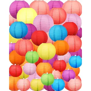 80 count Paper Lanterns Chinese  Paper Lanterns Classroom Party Decorations Ceiling  Decor for  Wedding Graduation Party(4'', 6'', 8'', 10'',Multicolor)