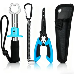 5-in-1 Fishing Tools Kit, Pistol Grip Pliers, Fillet Knife, Fish Gripper, Line Snip, Saltwater Resistant Fishing Gear stuff