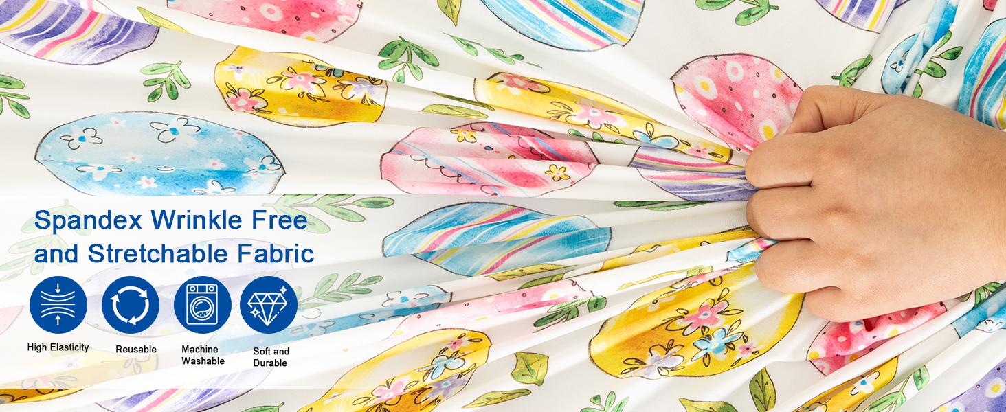 Easter Tablecloth Rectangle Fitted Tablecloth,Rectangular Fitted Table Cloth Washable and Wrinkle Resistant Rectangular Patio Table Cover Protector for Party