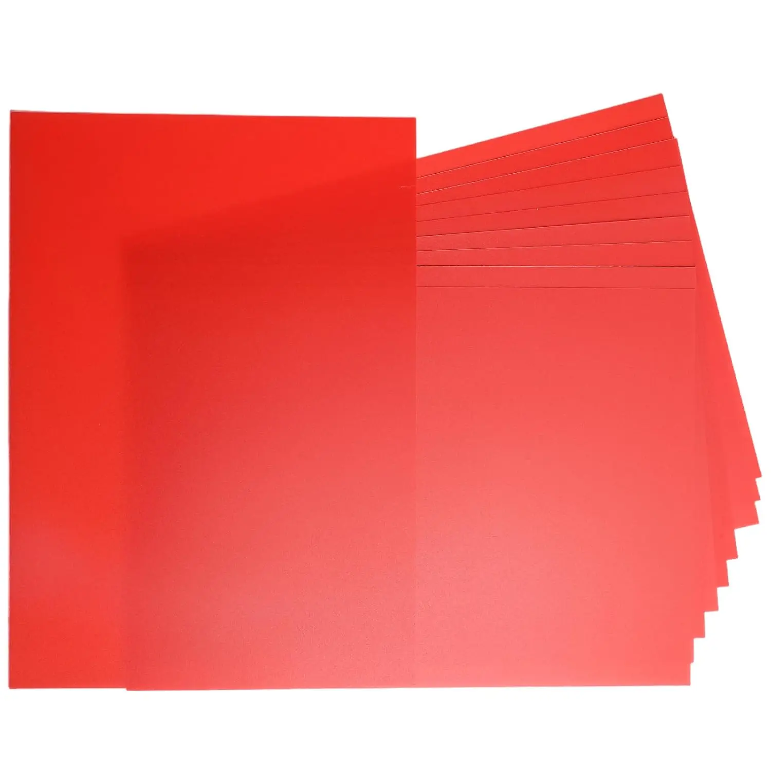 10-Pack A4 Red Opaque Rigid PVC Flat Sheets, 0.5mm Thick 297x210mm PVC Plastic Sheets for DIY Office, Signs Display Projects