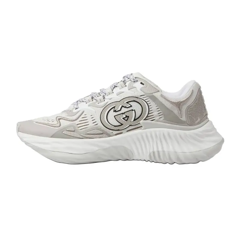 Men's Gucci Ripple Round-Toe Lace-Up Low-Top Casual Footwear Trainers - White-Gray Trending Maison Mihara Verifiable Shoes with Credentials & Global Authentication Support