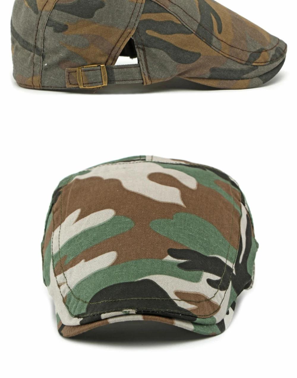 HT4837 Mens Berets Women Spring Summer Sun Cap Artist Painter Beret Hat Male Female Adjustable Ivy Flat Cap Camouflage Beret Cap