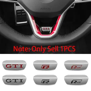 1Pcs 3D Metal For Volkswagen VW R Rline GTI Polo Golf Passat Jetta Arteon Tiguan Touareg Scirocco CC Amarok Caravelle Car Interior Steering Wheel Emblem Badge Logo Sticker Car Decals Modification Auto Accessories