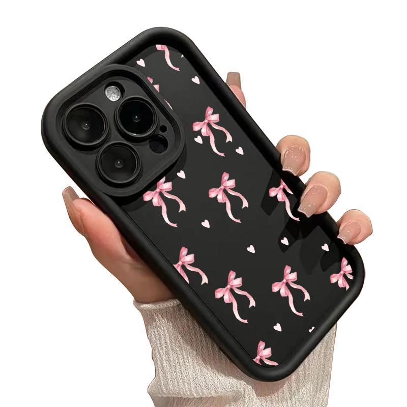 Bow Pattern TPU Phone Case for iPhone 17 16 15 14 Pro Max 13 12 11 XR XS Air Plus Shockproof Full Camera Protection Durable slim Silicone Cover Cellphone Protective