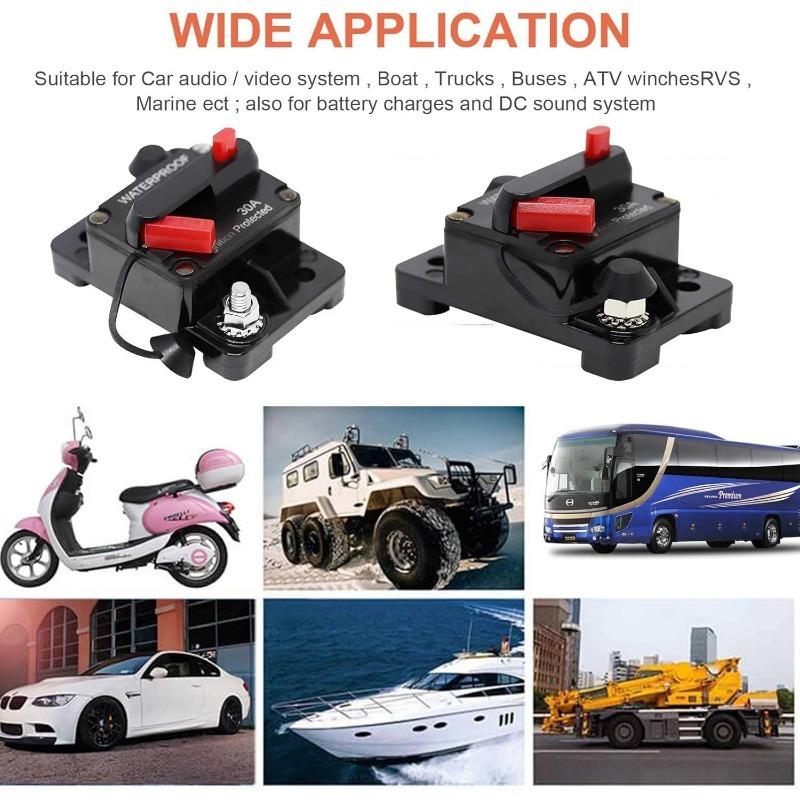 60Amp/100Amp/200Amp/250Amp Circuit Breaker for Boat Trolling Motor Marine ATV Trailer Vehicles Stereo Audio Electronic Battery Solar System Inline Fuse with Manual Reset Switch Waterproof DC 12V-48V