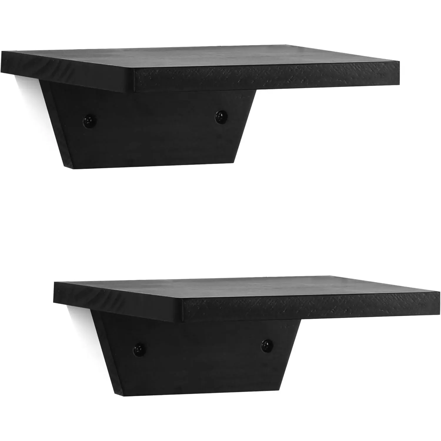 PHOENANCEE Small Floating Shelves,Speaker Shelf,Trapezoid Wall Shelf for Table Lamp Plants Display,Decorative Wood Ledges Chic for Living Room,Bedroom,Kitchen,Office,Pine,8x6 Inch,2 Pack(Black)