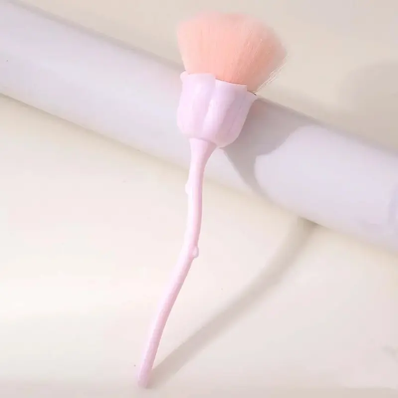 Rose powder brush single soft hair large electroplating handle flower makeup brush nail powder brush flower powder blusher brush