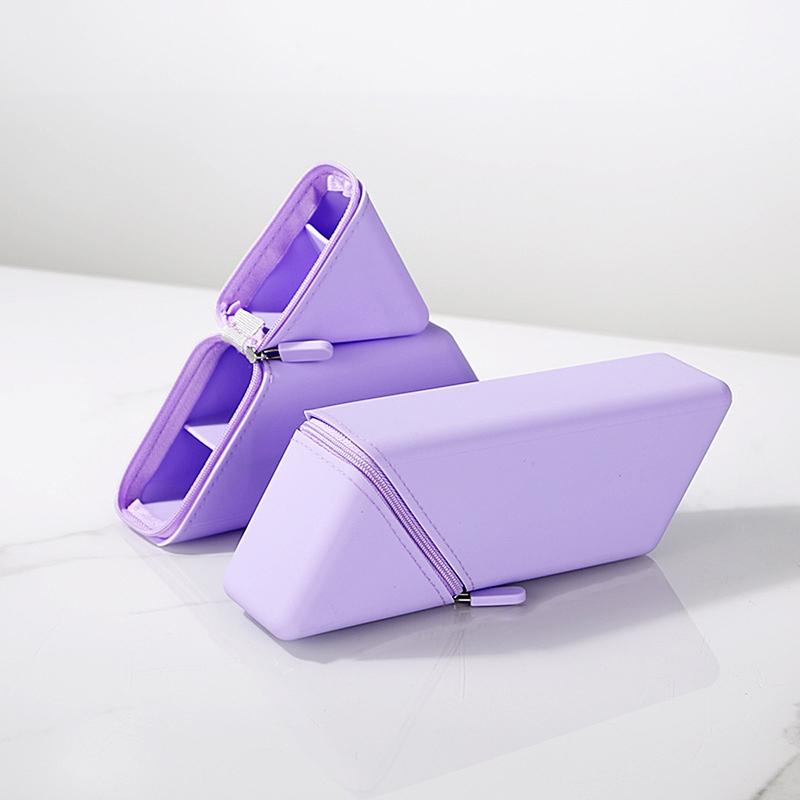 1 fashionable silicone pen holder, foldable large capacity expandable upright pencil case for desktop office and study, portable and high-quality design, suitable for birthday gifts, learning rewards, or Teacher's Day students and office use Pencil Bag