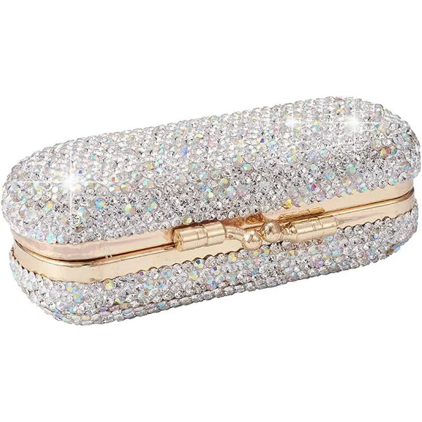 Lipstick Case Holder with Mirror  Lipstick Organizer for Travel Ladies Fashion Portable Glitter Shiny  Rhinestone Clip Holder Luxury Lip Gloss Makeup Storage Bag