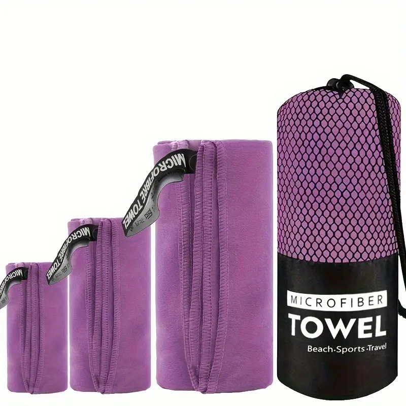 3 Pcs Microfiber Quick Dry Towel Set, Super Absorbent Lint Free Odorless Sports Sweat Towels, 3 Sizes Lightweight Compact Portable Towels, Sand Free Fast Drying Towels for Gym Fitness Swimming Hiking Camping Beach Travel Yoga Outdoor Backpacking