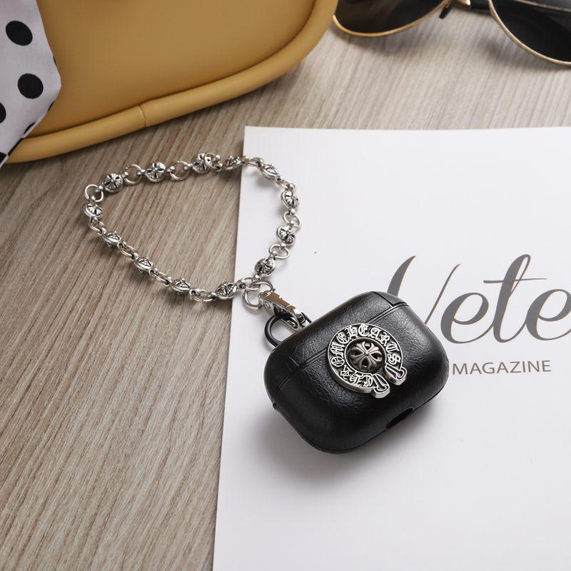 Retro PU Leather Earbud Case With Cross Charm Cool Protective Cover Compatible with Wireless Earbuds Pro 2 Pro 3