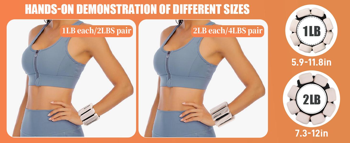 AGS Ankle Weights Set of 2 (1 lb/2 lb Each) for Women Men Adjustable Wrist Bracelet for Home Gym Weighted Bangles Wristbands Leg Arm Weights for Walking Swimming Running Pilates Yoga Gym