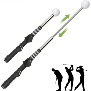 Swing Practice Stick Telescopic Grip Training Aid with Non-slip Rubber Handle for Golf Training & Warmup Practice Portable Metal Design Steel Durability Control Ball Impact Tape New Putter Indoor