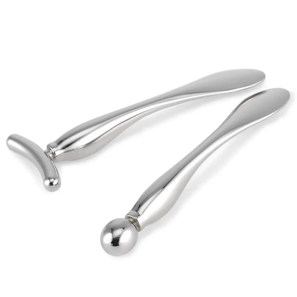 2-Piece Stainless Steel Facial Massage Stick Set, Eye Cream Roller, Tighten & Smooth Skin, Home Skincare Tool, Anti-Wrinkle, Firming