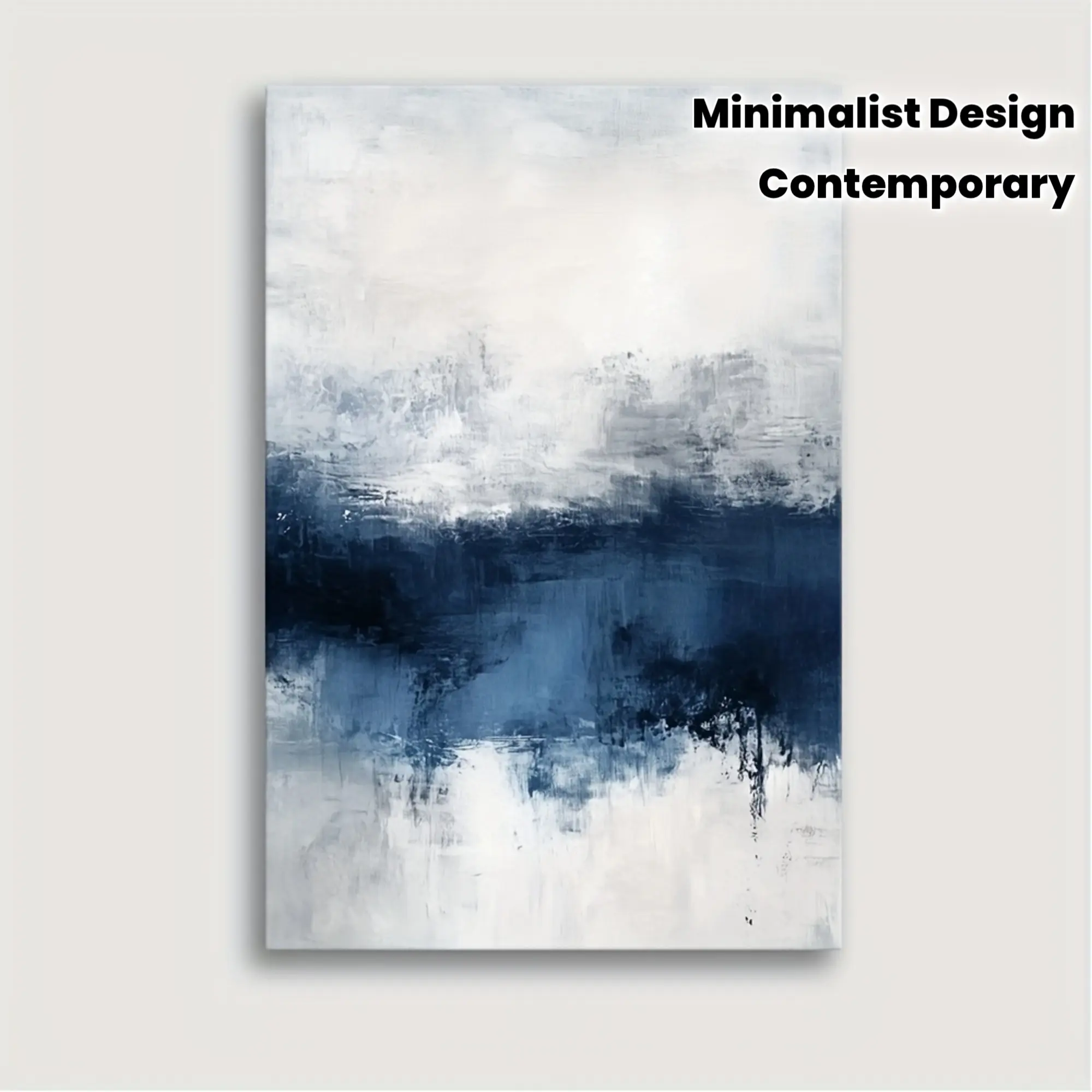 2D Flat, 2d Flat of Wooden Framed Canvas Painting, Printed Blue-gray Abstract Painting, Gray Canvas Art Painting, Textured Modern Canvas Art Painting, Minimalist Wall Art Painting, Living Room Suitable for Holidays Such as Easter and Mother's Day