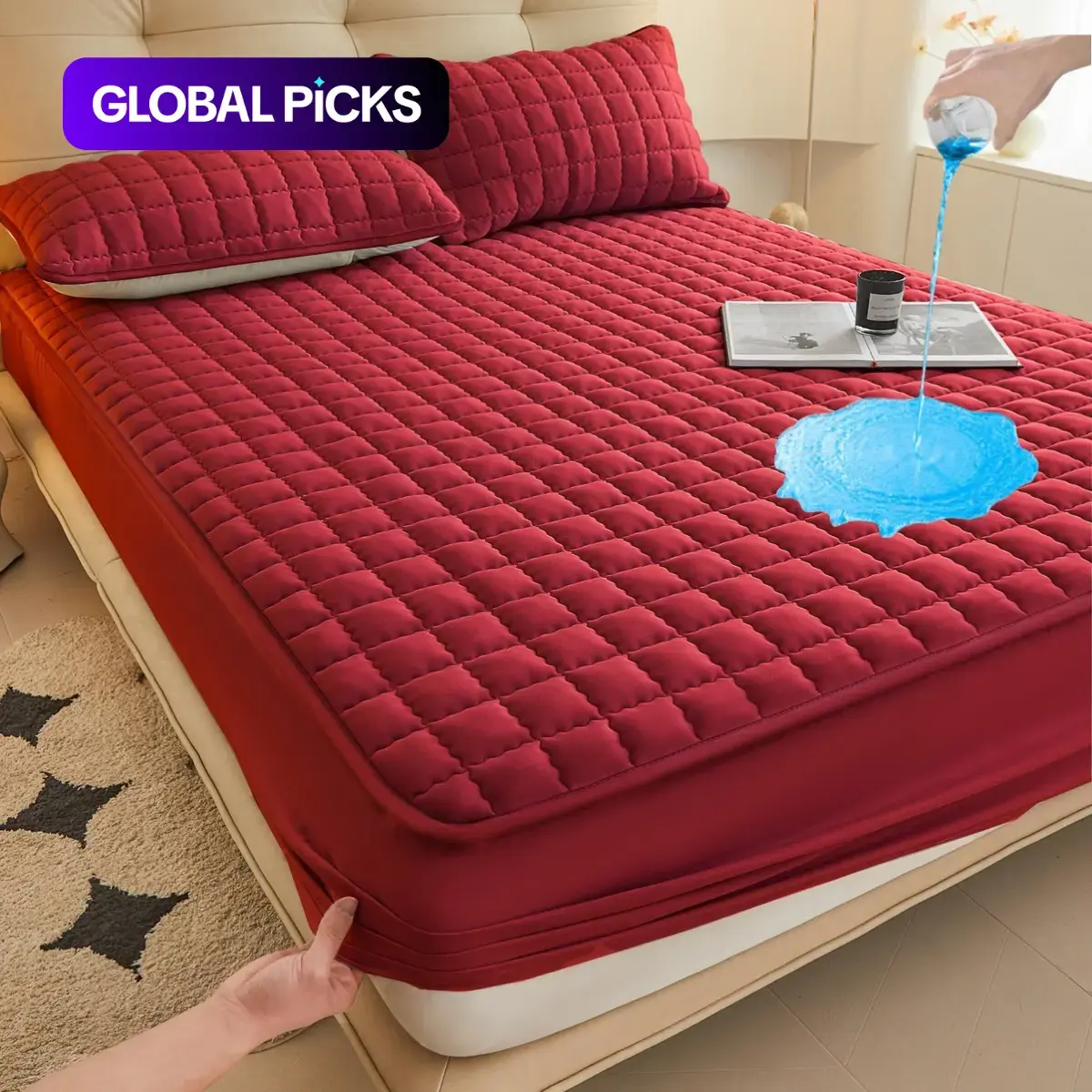 2pcs/3pcs  Waterproof Mattress Protector, Fitted Sheet & Mattress Cover Set with Deep Pocket  Soft Noiseless Breathable Stain-Resistant Bed Cover, Machine Washable, Includes Pillowcases for Bedroom, Guest Room, Dorm, Kids, Pets, Elderly, Hotels