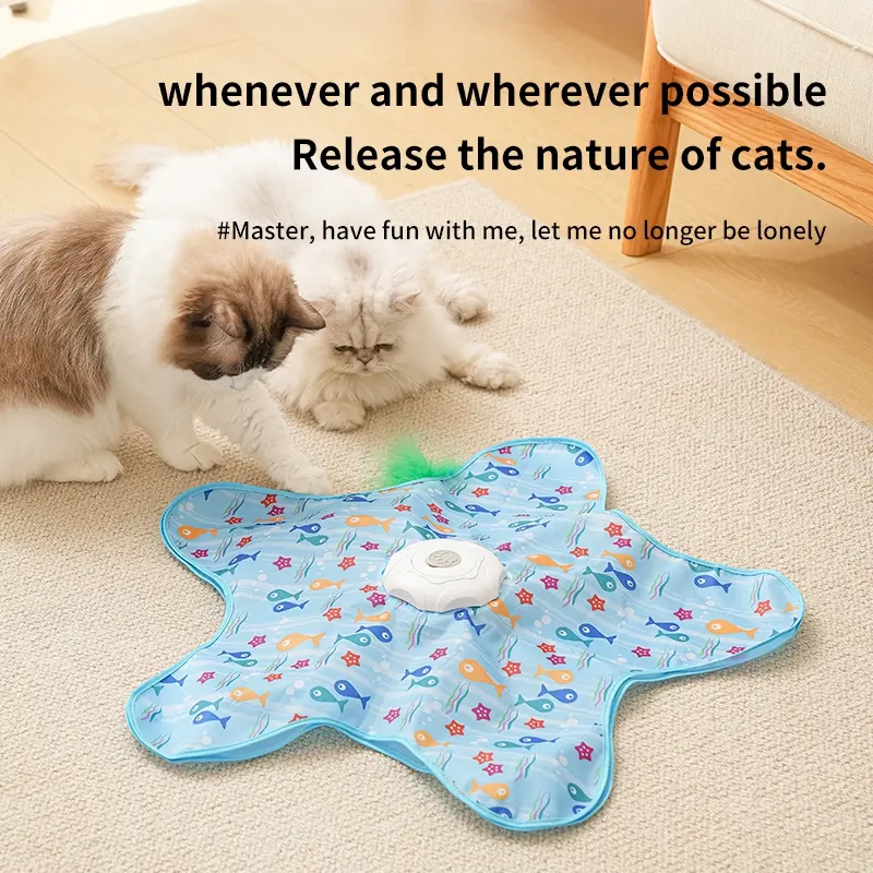 Electric interactive cat toy, an automatic rotating ubber cattoy suitable forindoor cats. Durable and bite-resistantelectric version, aninteresting moving toy for bored kittens.