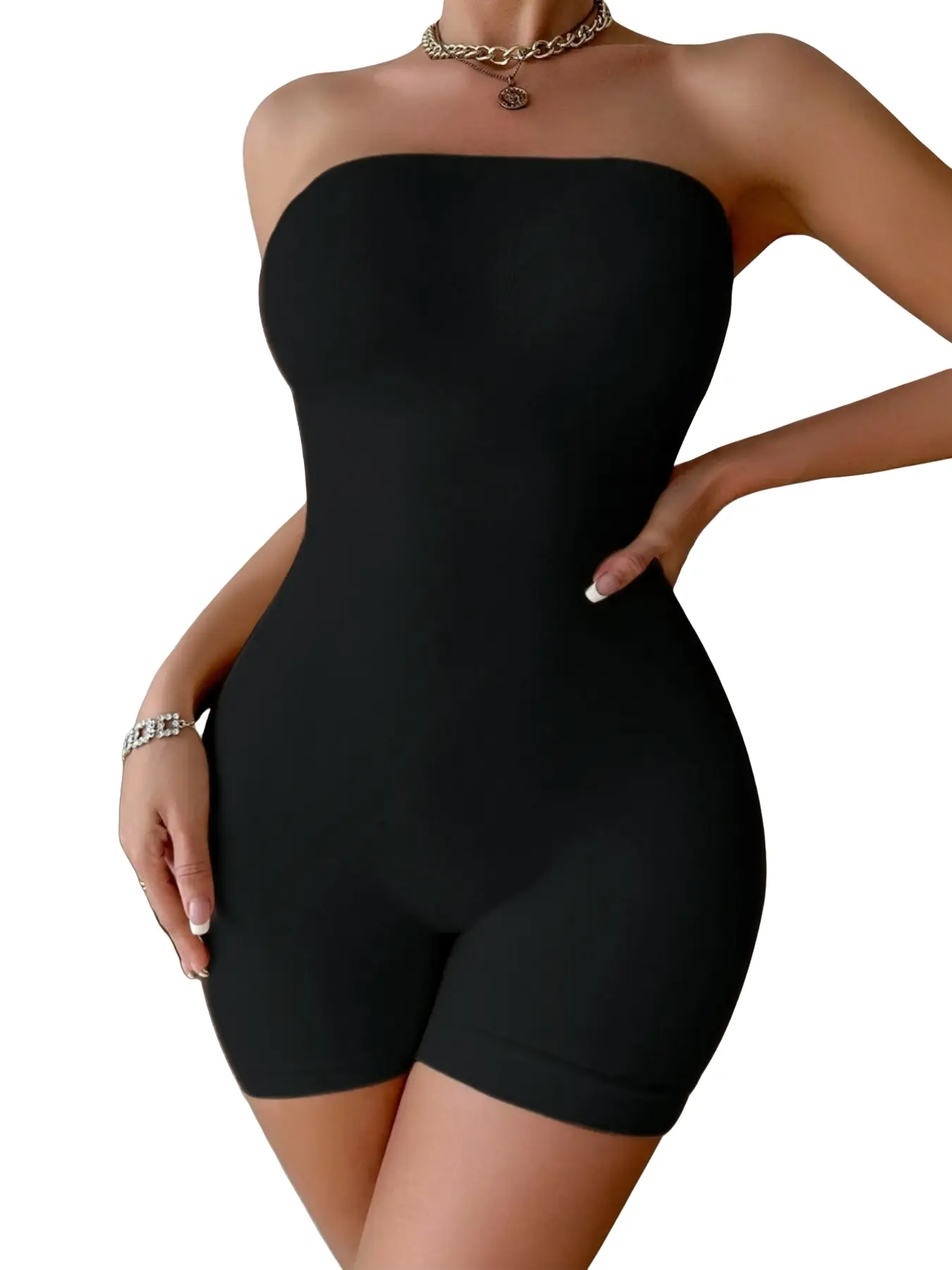 1 Piece Women's Solid Color Strapless High-Stretch Shapewear – Seamless Non-Slip Bodysuit with Tummy Control, Butt Lift & Waist Trainer. Invisible Support for Dresses & Parties, All-Season Comfort & Sexy Innerwear. Perfect Christmas/Birthday Gift for Her.