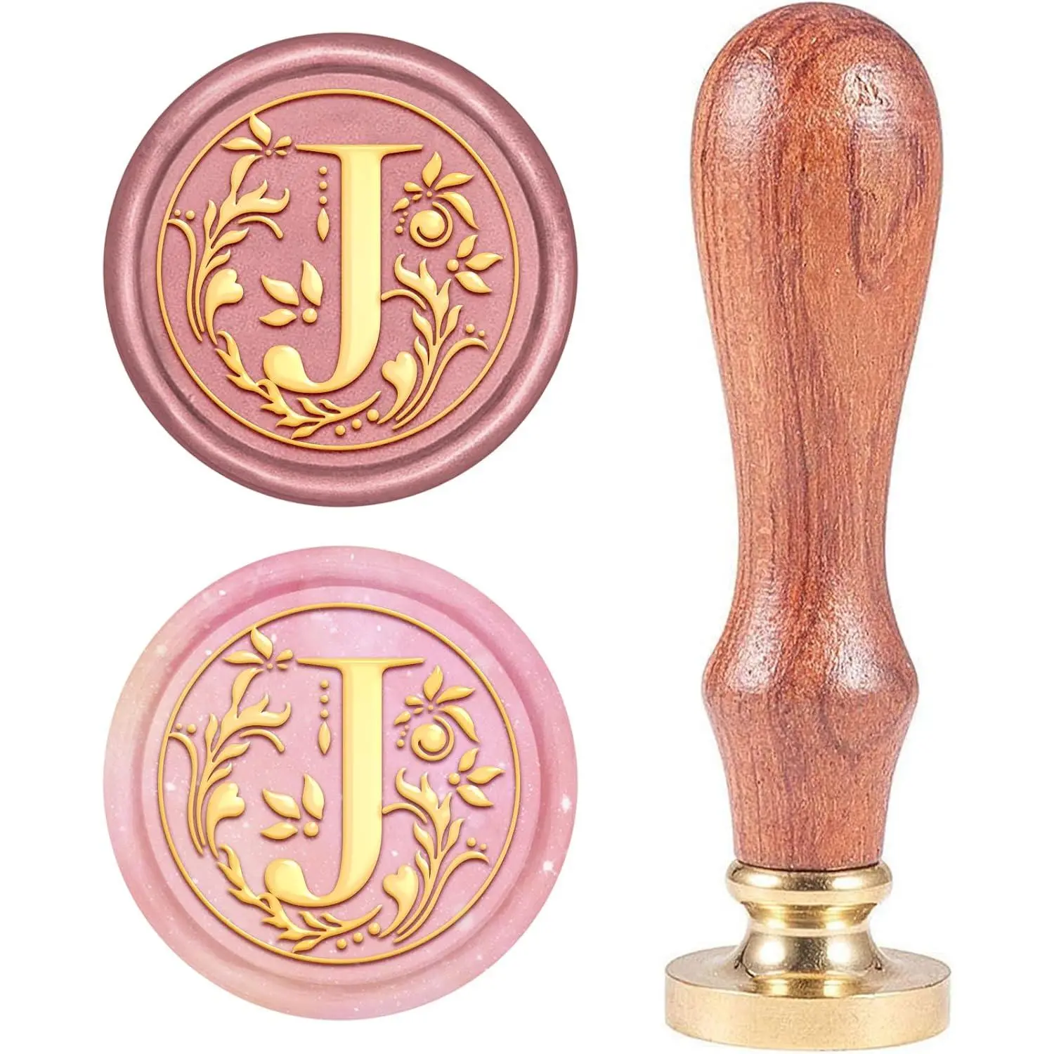 Letter J Wax Seal Stamp Vintage Alphabet Initial Sealing Wax Stamps Retro 25mm Removable Brass Head with Handle for Wedding Invitations Party Envelope Thanksgiving Christmas Halloween